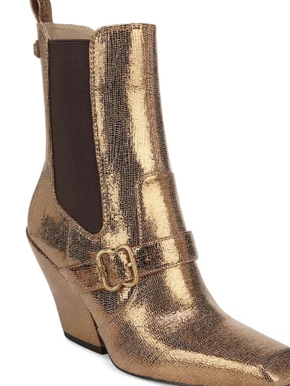 Sam Edelman Suzette Buckled Ankle Western Women's Sz 6.5 M Booties $180 Gold